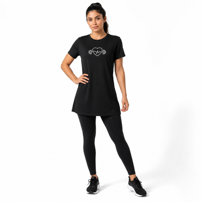 Blusa Fitness Longline Coração Ativo